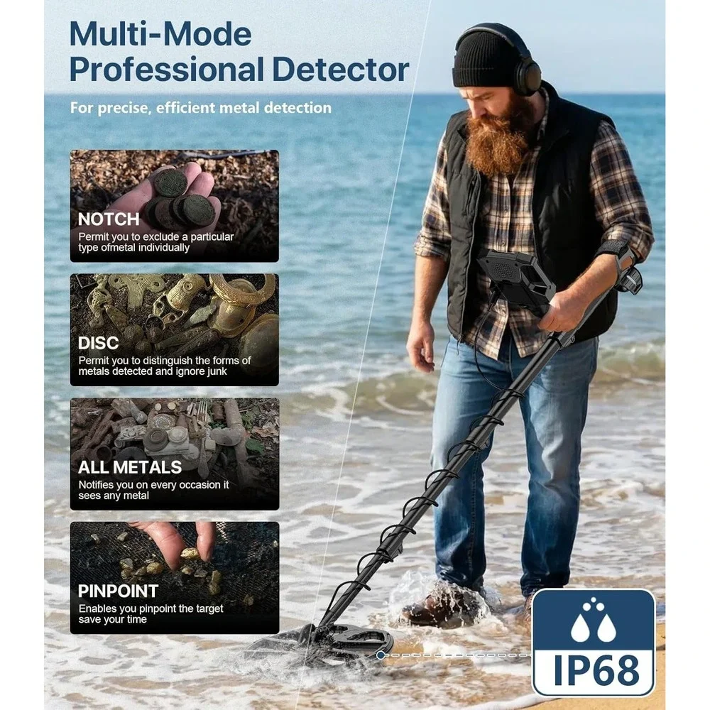 Metal Detector Professional Adult Waterproof Search Coil Advanced DSP Gold Finde